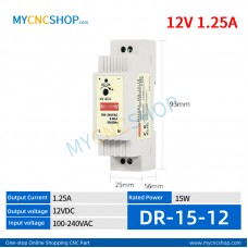 DR-15-12 Single Output Industrial DIN Rail Switching Power Supply AC-DC SMPS 12VDC 1.25A 15W