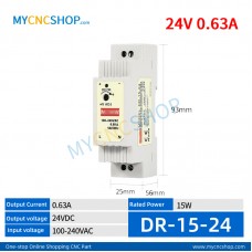 DR-15-24 Single Output Industrial DIN Rail Switching Power Supply AC-DC SMPS 24VDC 0.63A 15W