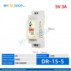 DR-15-5 Single Output Industrial DIN Rail Switching Power Supply AC-DC SMPS 5VDC 3A 15W