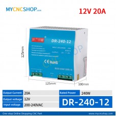 DR-240-12 Single Output Industrial DIN Rail Switching Power Supply AC-DC SMPS 12VDC 20A 240W