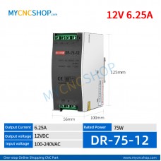 DR-75-12 Single Output Industrial DIN Rail Switching Power Supply AC-DC SMPS 12VDC 6.3A 75W