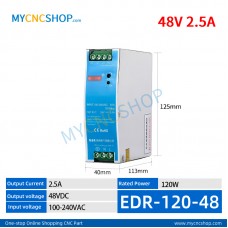 EDR-120-48 Single Output Industrial DIN Rail Switching Power Supply AC-DC SMPS 48VDC 2.5A 120W