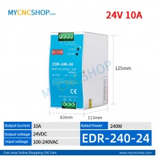 EDR-240-24 Single Output Industrial DIN Rail Switching Power Supply AC-DC SMPS 24VDC 10A 240W