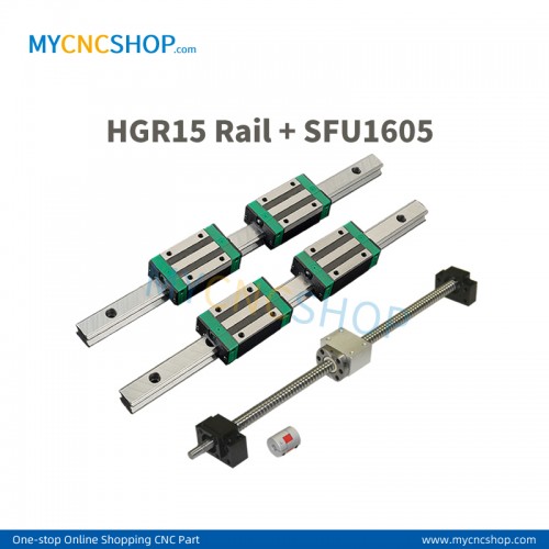 SFU1605 200mm+HGR15 Rail 200mm+HGH15CA Carriages+BK12/BF12 End support+DSG16H Nut housing+8×10mm Coupling # same size as HIWIN HGR15 and HGH15CA