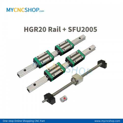 SFU2005 600mm+HGR20 Rail 600mm+HGH20A Carriages+BK15/BF15 End support+DSG20H Nut housing+8×12mm Coupling # interchange with HIWIN HGR20 and HGH20CA