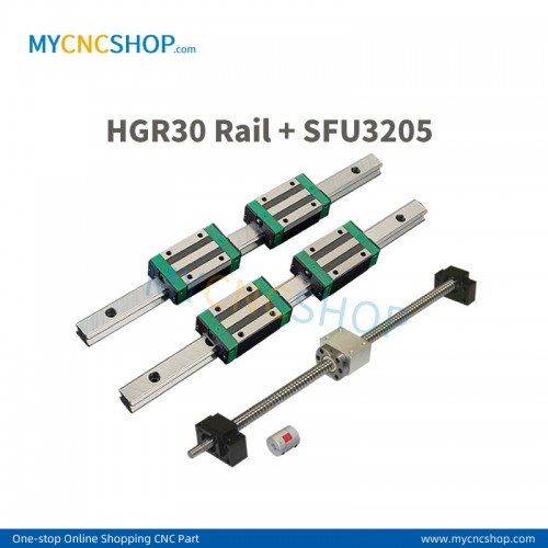 SFU3205 850mm+HGR30 Rail 850mm+HGH30A Carriages+BK25/BF25 End support+DSG32H Nut housing+14×20mm Coupling # interchange with HIWIN HGR30 and HGH30CA