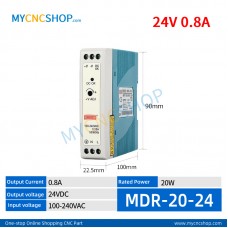 MDR-20-24 Single Output Industrial DIN Rail Switching Power Supply AC-DC SMPS 24VDC 0.8A 20W