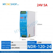 NDR-120-24 Single Output Industrial DIN Rail Switching Power Supply AC-DC SMPS 24VDC 5A 120W