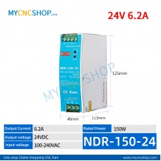 NDR-150-24 Single Output Industrial DIN Rail Switching Power Supply AC-DC SMPS 24VDC 6.2A 150W