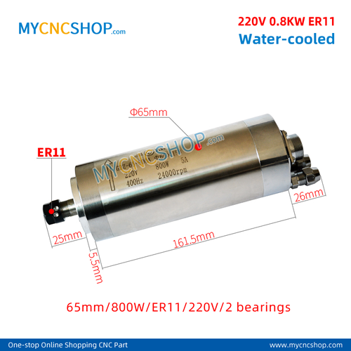 CNC spindle CHANGSHENG DIA.65mm 0.8KW er11 220v 2bearing For Engraving Milling