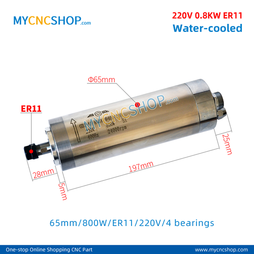 CNC spindle CHANGSHENG DIA.65mm 0.8KW er11 220v 4bearing For Engraving Milling