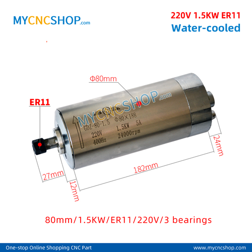 CNC spindle CHANGSHENG DIA.80mm 1.5KW er11 220v 3bearing For Engraving Milling