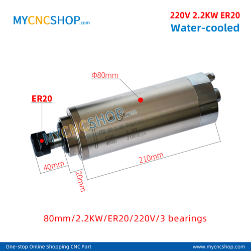 CNC spindle CHANGSHENG DIA.80mm 2.2KW er20 220v 3bearing For Engraving Milling