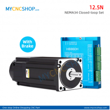 NEMA34 8A 12.5N.m Closed-Loop Stepper Motor with encoder with brake Hybrid driver HB860H + 3meter cable 