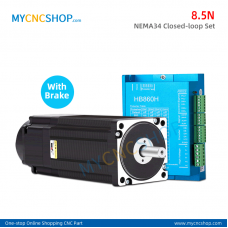 NEMA34 8A 8.5N.m Closed-Loop Stepper Motor with encoder with brake Hybrid driver HB860H + 3meter cable 