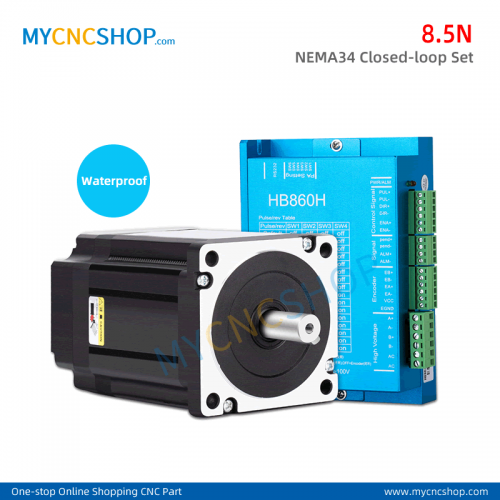 NEMA34 8A 8.5N.m Waterproof closed-loop stepper motor with encoder Hybrid driver HB860H + 3meter cable 