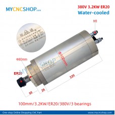 CNC router spindle SHUNTONG DIA.100mm 3.2KW ER20 380v 3bearing For Engraving Milling