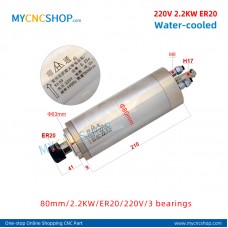 CNC router spindle SHUNTONG DIA.80mm 2.2KW ER20 220V 3 bearings For Engraving Milling