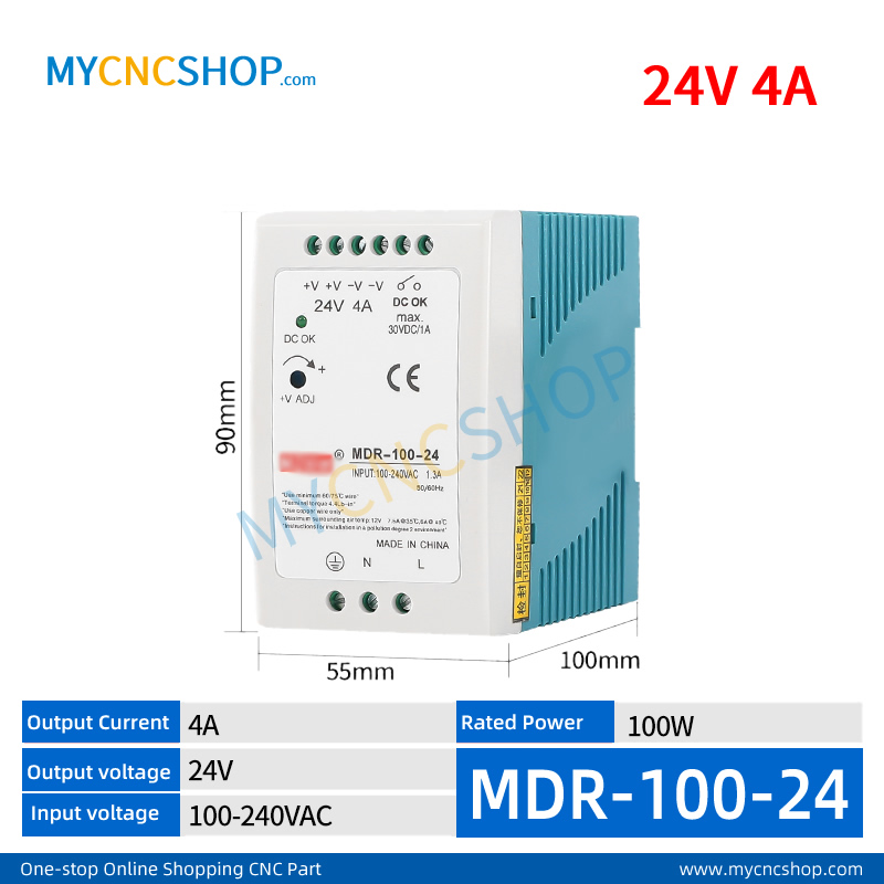 MDR-100-24 Single Output Industrial DIN Rail Switching Power Supply AC-DC SMPS 24VDC 4.2A 100W