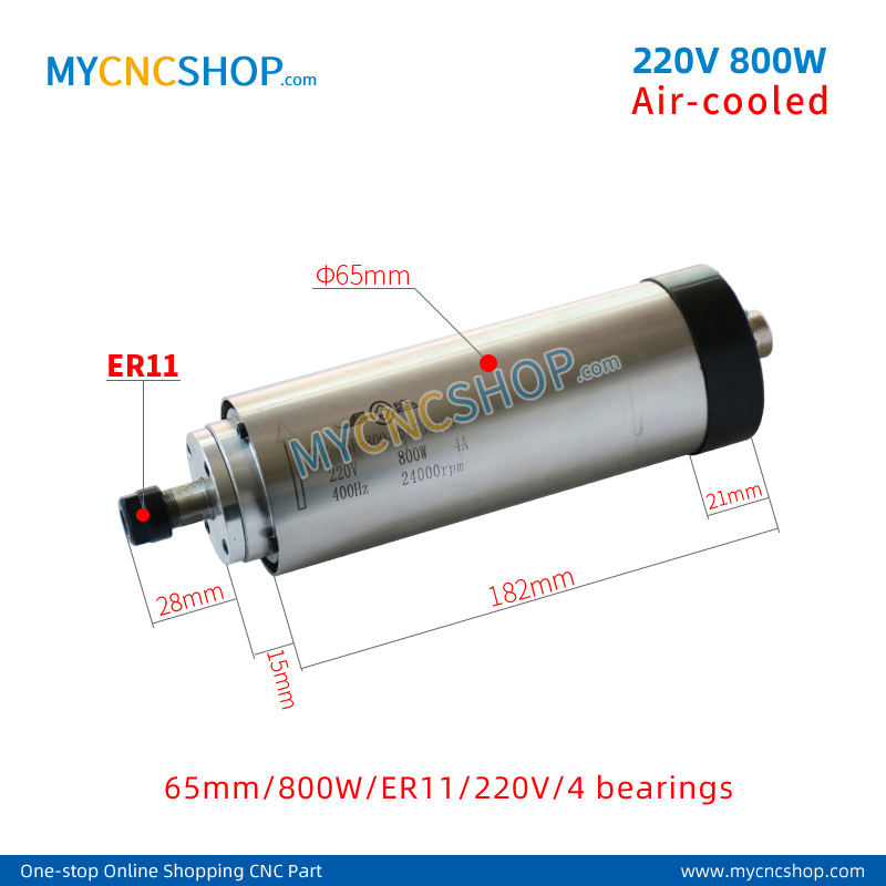 220V 800W 0.8KW Air-cooled spindle CHANGSHENG DIA.80mm 800W ER11 4bearing