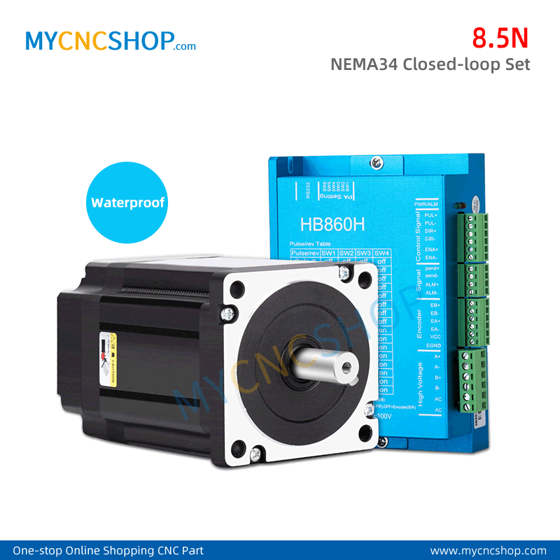 8.5N NEMA34 Closed Loop Waterproof Stepper Motor encoder driver HB860H with cable